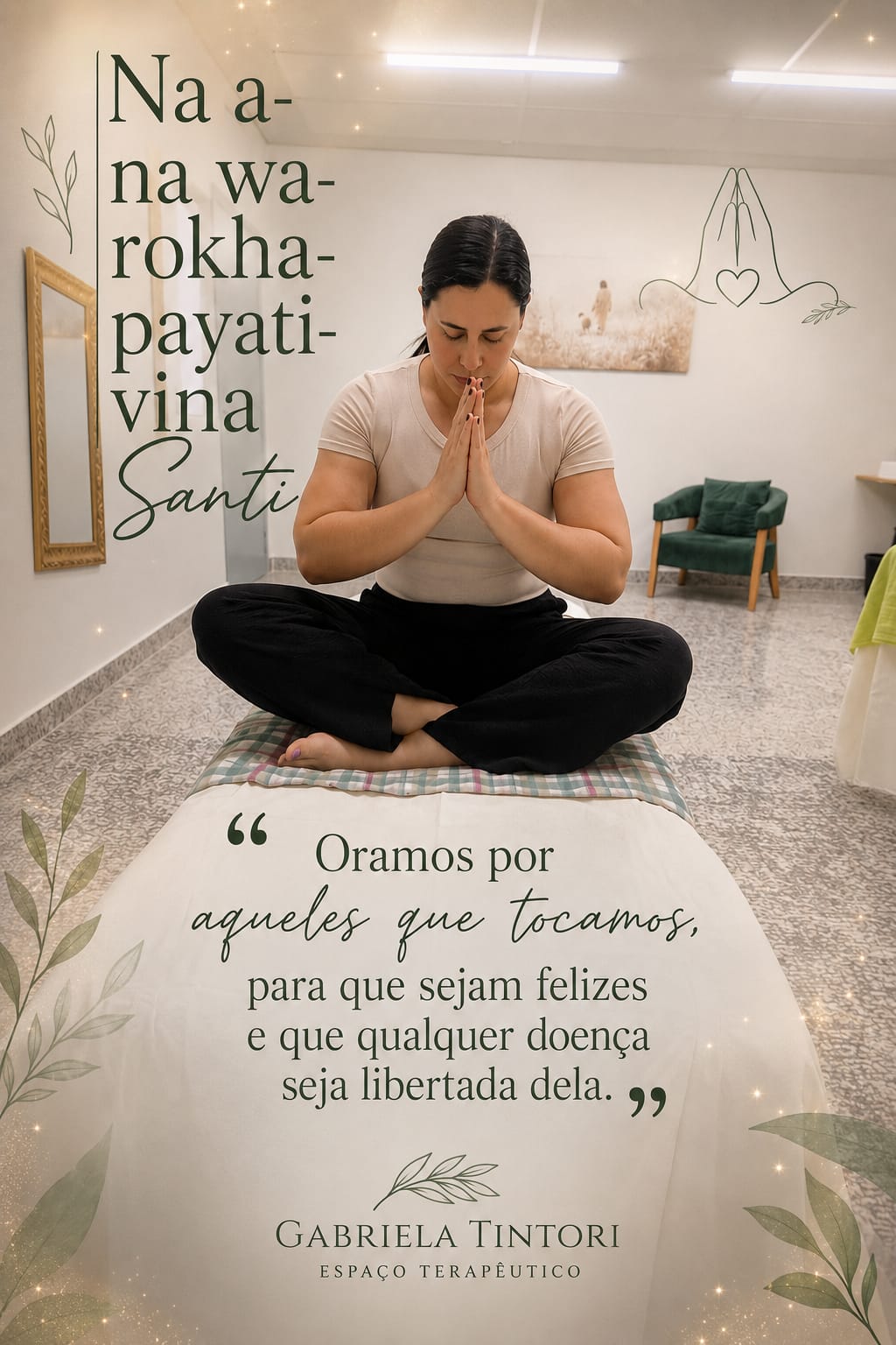 Gabriela Tintori em momento de oração antes do atendimento